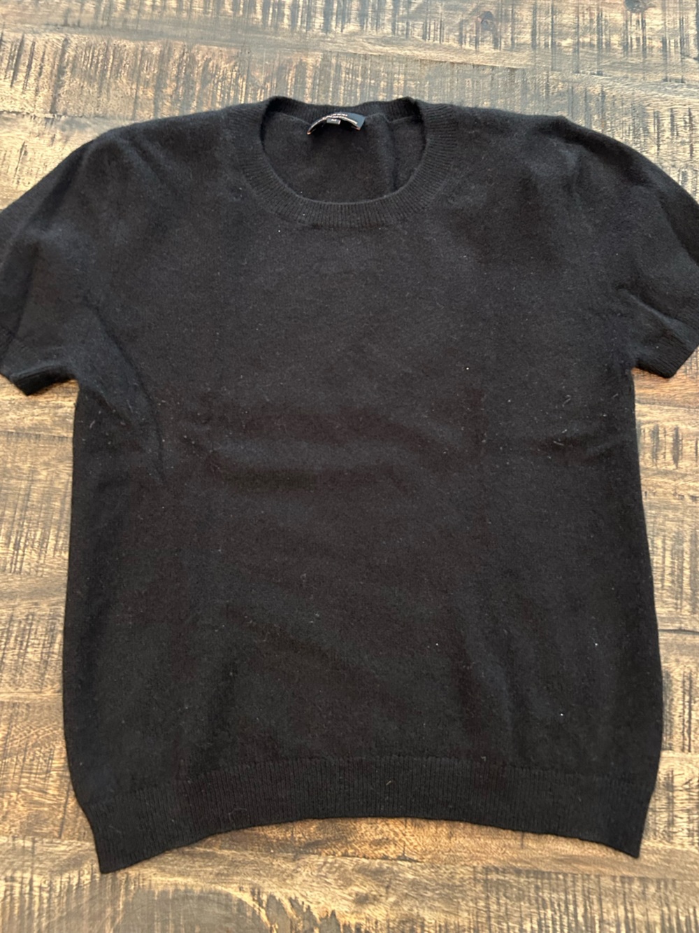 Quince 100% Mongolian Cashmere Short Sleeve Sweater Black Medium